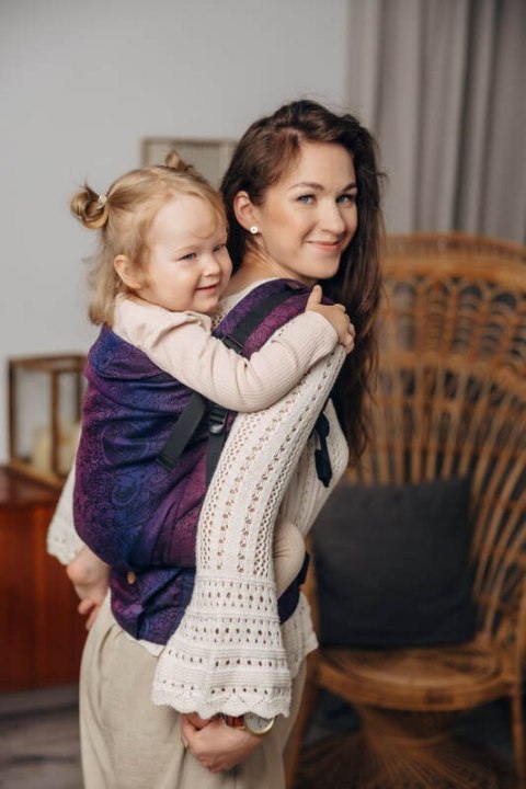 Nosidełko LennyPreschool z tkaniny żakardowej 100% bawełna, rozmiar preschool - DZIKIE WINO - BOUQUET