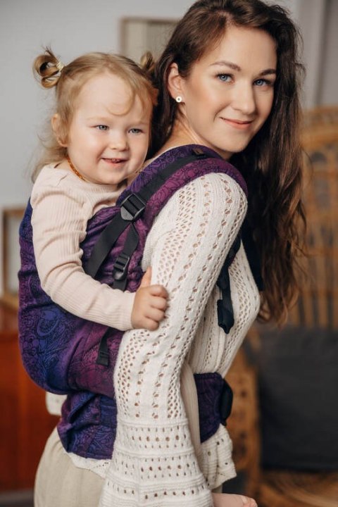 Nosidełko LennyPreschool z tkaniny żakardowej 100% bawełna, rozmiar preschool - DZIKIE WINO - BOUQUET