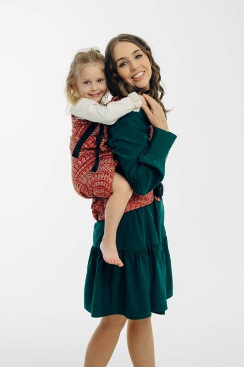 Nosidełko LennyPreschool z tkaniny żakardowej 100% bawełna, rozmiar preschool - PAWI OGON - HOLIDAY
