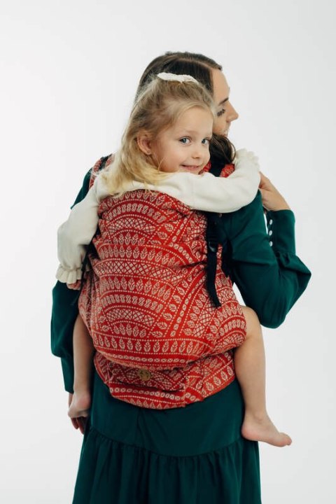 Nosidełko LennyPreschool z tkaniny żakardowej 100% bawełna, rozmiar preschool - PAWI OGON - HOLIDAY