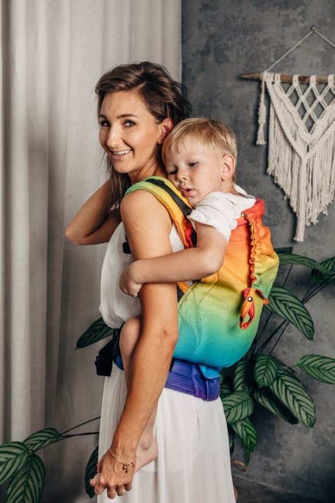 Nosidełko LennyPreschool z tkaniny żakardowej 100% bawełna, rozmiar preschool - TĘCZOWE DZIECKO
