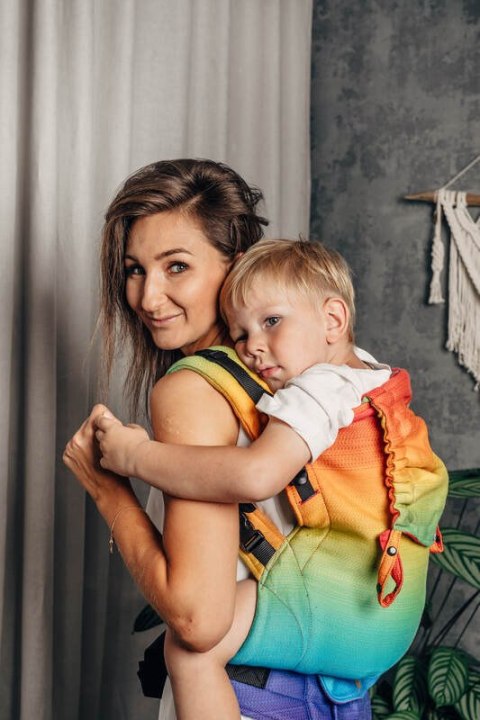 Nosidełko LennyPreschool z tkaniny żakardowej 100% bawełna, rozmiar preschool - TĘCZOWE DZIECKO