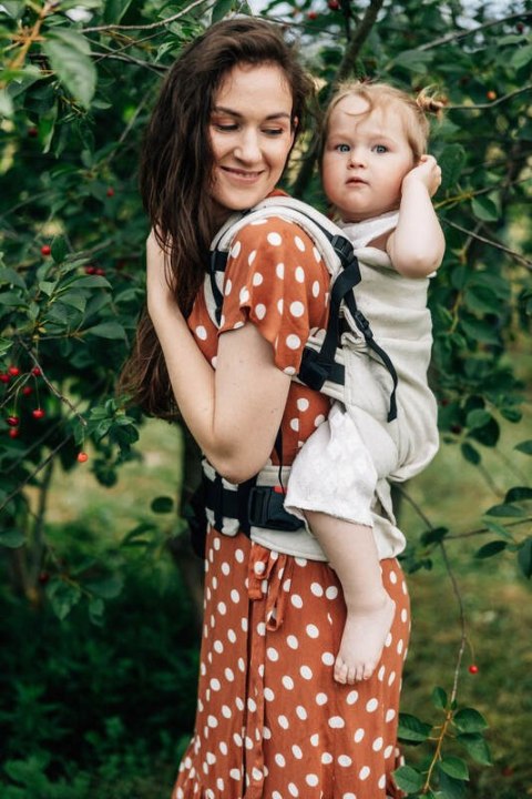 Nosidełko LennyPreschool z tkaniny żakardowej 100% len, rozmiar preschool - ARROW - WHISPER