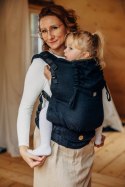 Nosidełko LennyPreschool z tkaniny żakardowej (59% bawełna, 41% wełna merino), rozmiar preschool - PAWI OGON - PITCH BLACK