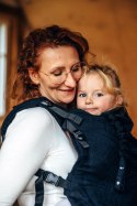 Nosidełko LennyPreschool z tkaniny żakardowej (59% bawełna, 41% wełna merino), rozmiar preschool - PAWI OGON - PITCH BLACK