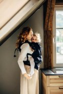 Nosidełko LennyPreschool z tkaniny żakardowej (59% bawełna, 41% wełna merino), rozmiar preschool - PAWI OGON - PITCH BLACK