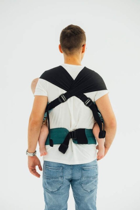 Nosidełko LennyTwin, splot jodełkowy, 100% bawełna , rozmiar standard - MAŁA JODEŁKA OMBRE ZIELEŃ