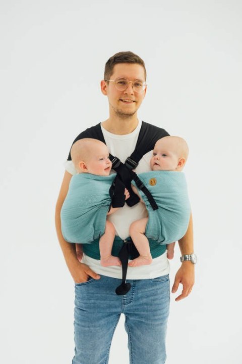 Nosidełko LennyTwin, splot jodełkowy, 100% bawełna , rozmiar standard - MAŁA JODEŁKA OMBRE ZIELEŃ