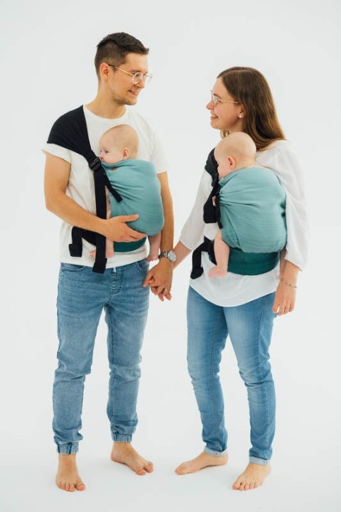 Nosidełko LennyTwin, splot jodełkowy, 100% bawełna , rozmiar standard - MAŁA JODEŁKA OMBRE ZIELEŃ