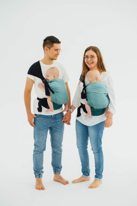 Nosidełko LennyTwin, splot jodełkowy, 100% bawełna , rozmiar standard - MAŁA JODEŁKA OMBRE ZIELEŃ