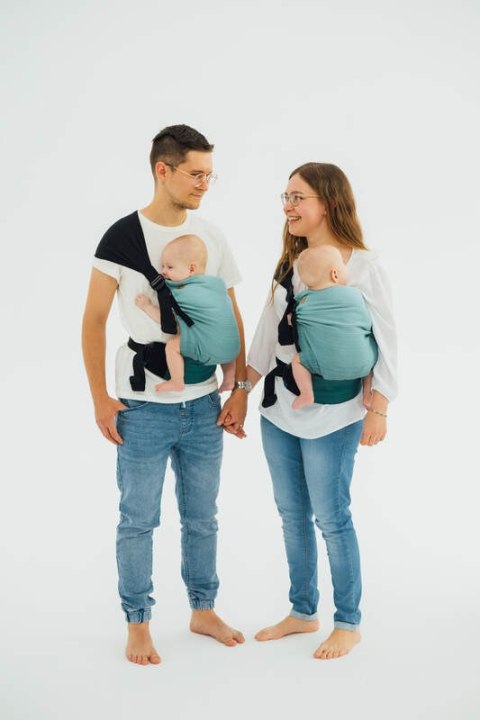 Nosidełko LennyTwin, splot jodełkowy, 100% bawełna , rozmiar standard - MAŁA JODEŁKA OMBRE ZIELEŃ