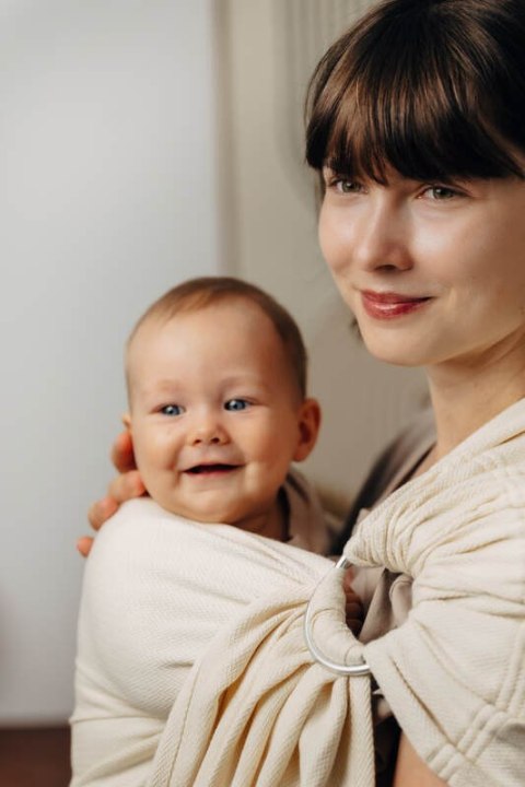 Chusta kółkowa do noszenia dzieci, tkana splotem jodełkowym, bawełna, ramię bez zakładek - MAŁA JODEŁKA LUCE - standard 1.8m