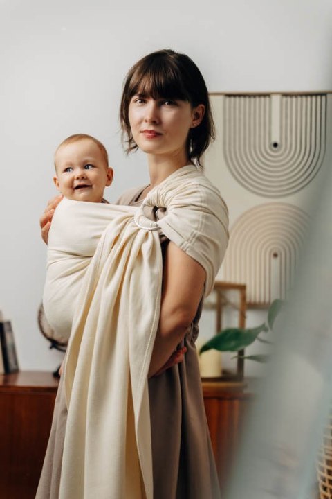 Chusta kółkowa do noszenia dzieci, tkana splotem jodełkowym, bawełna, ramię bez zakładek - MAŁA JODEŁKA LUCE - standard 1.8m