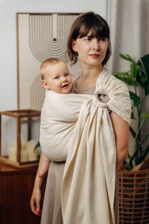 Chusta kółkowa do noszenia dzieci, tkana splotem jodełkowym, bawełna, ramię bez zakładek - MAŁA JODEŁKA LUCE - standard 1.8m