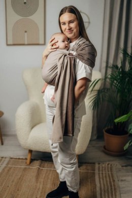 Moja pierwsza chusta kółkowa do noszenia dzieci, tkana splotem jodełkowym, bawełna, ramię bez zakładek - MAŁA JODEŁKA BABY CAFFE
