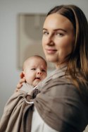 Moja pierwsza chusta kółkowa do noszenia dzieci, tkana splotem jodełkowym, bawełna, ramię bez zakładek - MAŁA JODEŁKA BABY CAFFE