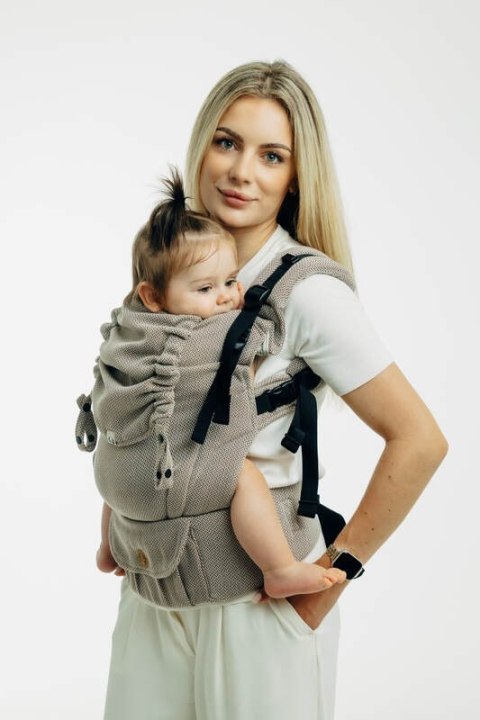 Moje Pierwsze Nosidełko LennyUpGrade PRO, splot jodełkowy, 100% bawełna , rozmiar standard - MAŁA JODEŁKA ALMOND
