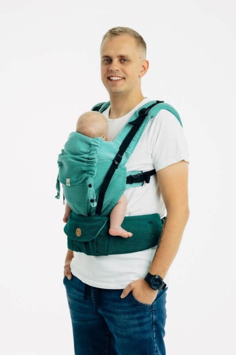 Nosidełko LennyUpGrade PRO, splot jodełkowy, 100% bawełna , rozmiar standard - MAŁA JODEŁKA OMBRE ZIELEŃ