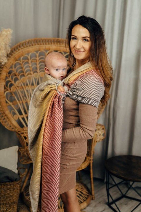 Żakardowa chusta kółkowa do noszenia dzieci, (100% bawełna) - DUŻA JODEŁKA - FANDANGO - ramię bez zakładek - standard 1.8m