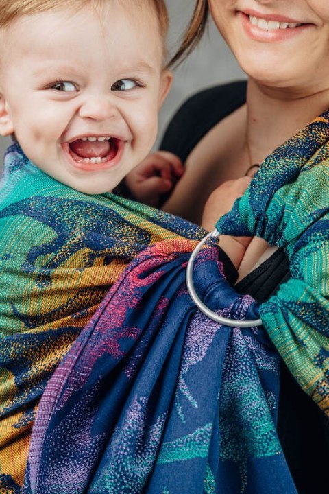 Żakardowa chusta kółkowa do noszenia dzieci, 100% bawełna, ramię bez zakładek - PARK JURAJSKI - NOWA ERA - standard 1.8m