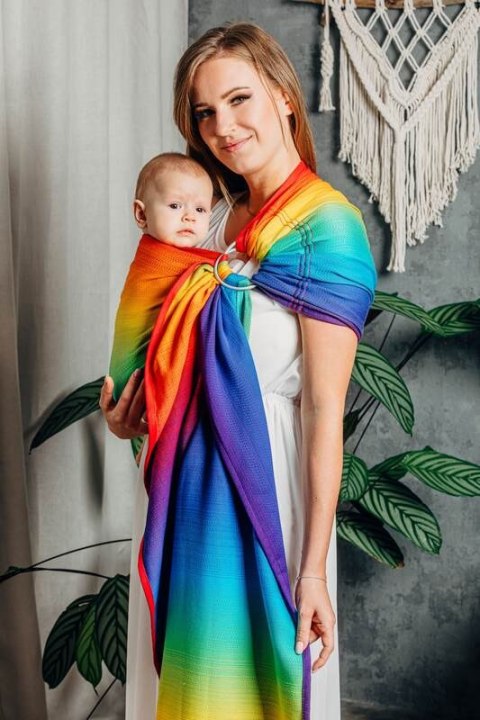 Chusta kółkowa, splot żakardowy, ramię bez zakładek (100% bawełna) - TĘCZOWE DZIECKO - standard 1.8m