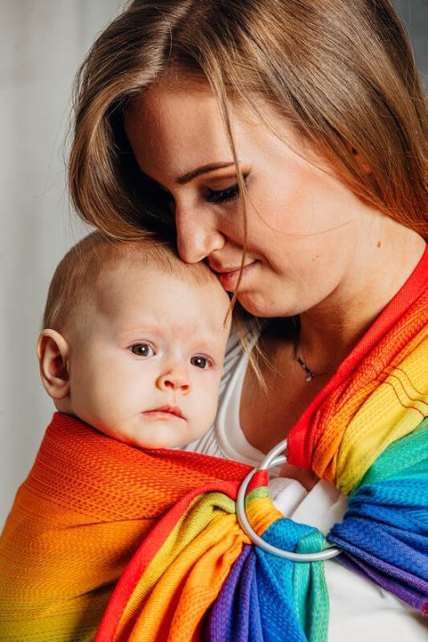 Chusta kółkowa, splot żakardowy, ramię bez zakładek (100% bawełna) - TĘCZOWE DZIECKO - standard 1.8m