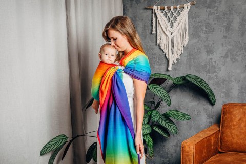 Chusta kółkowa, splot żakardowy, ramię bez zakładek (100% bawełna) - TĘCZOWE DZIECKO - standard 1.8m