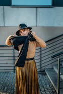 Żakardowa chusta kółkowa do noszenia dzieci, 59% bawełna, 41% wełna merino, ramię bez zakładek - PAWI OGON - PITCH BLACK - stan