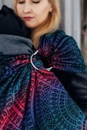 Żakardowa chusta kółkowa do noszenia dzieci, 60% bawełna, 28% wełna merino, 8% jedwab, 4% kaszmir, ramię bez zakładek - PAWI OGO