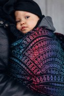 Żakardowa chusta kółkowa do noszenia dzieci, 60% bawełna, 28% wełna merino, 8% jedwab, 4% kaszmir, ramię bez zakładek - PAWI OGO