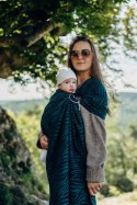 Żakardowa chusta kółkowa do noszenia dzieci (63% bawełna, 37% wełna merino), ramię bez zakładek - ZEBRA - SAVANNA - standard 1.8