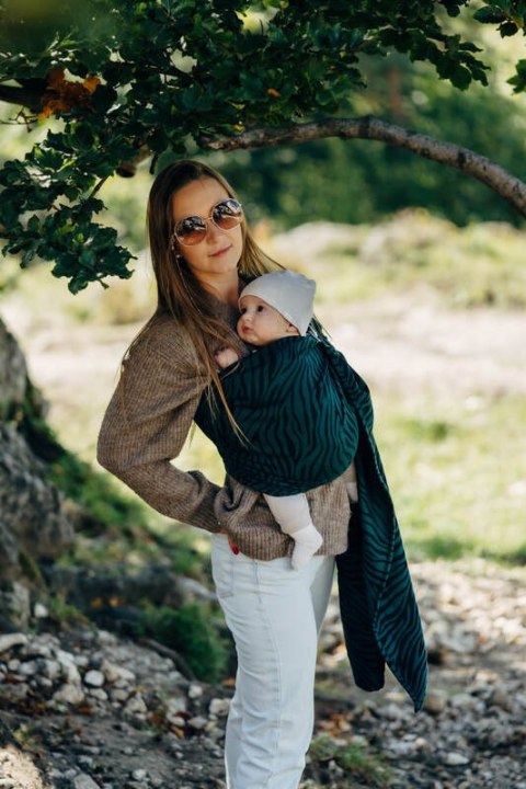 Żakardowa chusta kółkowa do noszenia dzieci (63% bawełna, 37% wełna merino), ramię bez zakładek - ZEBRA - SAVANNA - standard 1.8