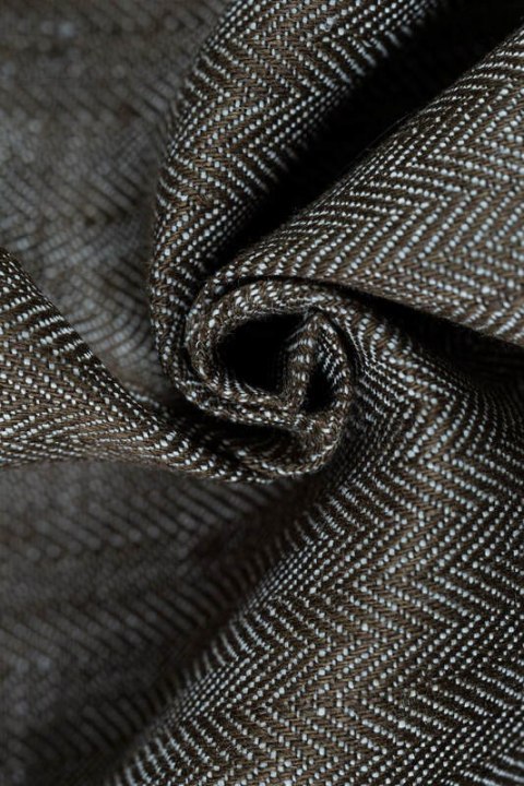 Chusta do noszenia dzieci, splot chevron, 100% len - ARROW - WOOD - rozmiar XS