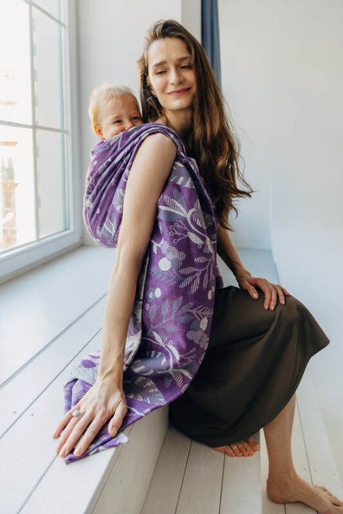 Żakardowa chusta do noszenia dzieci (39% wełna merino, 28% bawełna czesana, 23% len, 10% jedwab tussah) - EKSPERYMENT nr 35 - ro