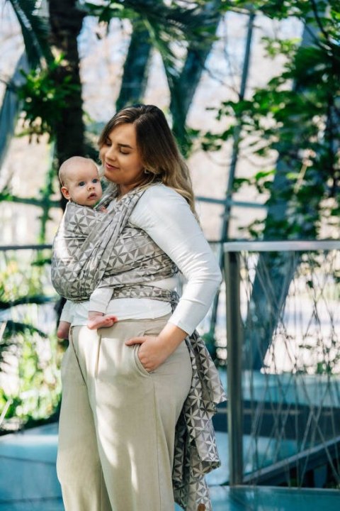 Żakardowa chusta do noszenia dzieci, 55% bawełna, 45% TENCEL™ Lyocell - HEXAFLOWERS - MIRROR - rozmiar L