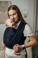 Chusta do noszenia dzieci, tkana splotem jodełkowym, bawełna - MAŁA JODEŁKA CZARNY HEBAN - rozmiar M