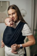 Chusta do noszenia dzieci, tkana splotem jodełkowym, bawełna - MAŁA JODEŁKA CZARNY HEBAN - rozmiar M