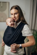 Chusta do noszenia dzieci, tkana splotem jodełkowym, bawełna - MAŁA JODEŁKA CZARNY HEBAN - rozmiar M