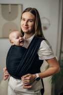 Chusta do noszenia dzieci, tkana splotem jodełkowym, bawełna - MAŁA JODEŁKA CZARNY HEBAN - rozmiar M