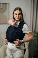 Chusta do noszenia dzieci, tkana splotem jodełkowym, bawełna - MAŁA JODEŁKA CZARNY HEBAN - rozmiar M