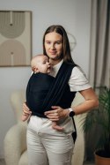 Chusta do noszenia dzieci, tkana splotem jodełkowym, bawełna - MAŁA JODEŁKA CZARNY HEBAN - rozmiar M