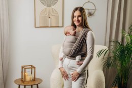 Moja pierwsza chusta do noszenia dzieci, tkana splotem jodełkowym, bawełna - MAŁA JODEŁKA BABY CAFFE LATTE - rozmiar M