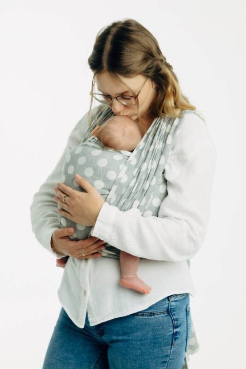 Żakardowa chusta do noszenia dzieci, 100% bawełna - POLKA DOTS - PLOP - rozmiar L