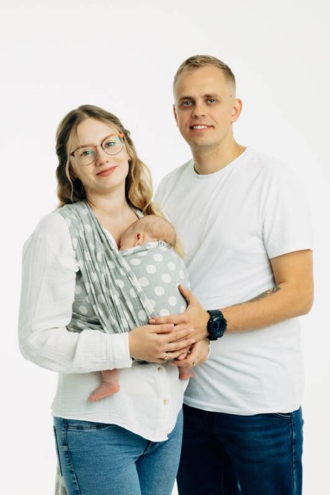 Żakardowa chusta do noszenia dzieci, 100% bawełna - POLKA DOTS - PLOP - rozmiar L