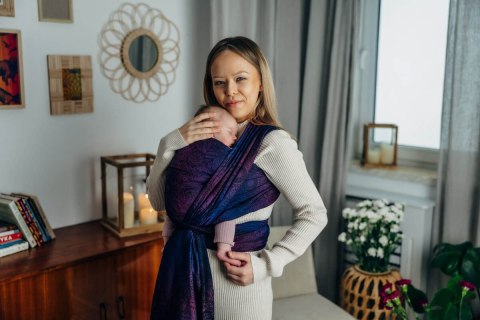 Żakardowa chusta do noszenia dzieci, bawełna - DZIKIE WINO - BOUQUET - rozmiar L
