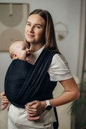 Chusta do noszenia dzieci, tkana splotem jodełkowym, bawełna - MAŁA JODEŁKA CZARNY HEBAN - rozmiar S