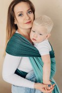 Chusta do noszenia dzieci, tkana splotem jodełkowym, bawełna - MAŁA JODEŁKA OMBRE ZIELEŃ - rozmiar S
