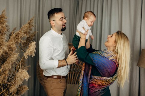 Chusta tkana, splot żakardowy, (100% bawełna) - PAWI OGON - BOLERO - rozmiar M