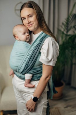 Moja pierwsza chusta do noszenia dzieci, tkana splotem jodełkowym, bawełna - MAŁA JODEŁKA BABY MINT - rozmiar S