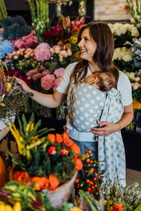 Żakardowa chusta do noszenia dzieci, 100% bawełna - POLKA DOTS - PLOP - rozmiar M